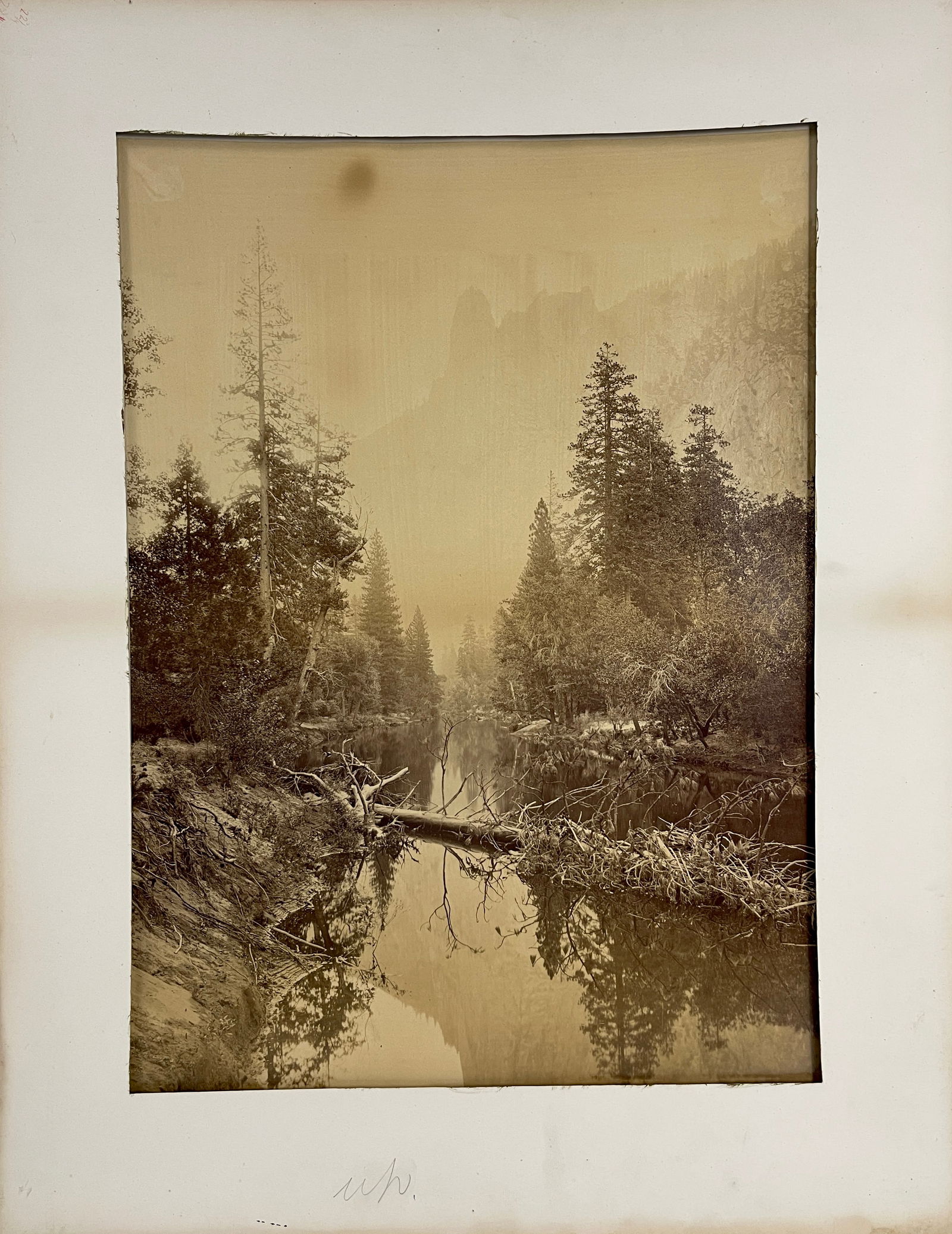 Carleton E. Watkins (American 1829-1918) The Sentinel, Yosemite Albumen Print 1865: Carleton E. Watkins (American 1829-1918) The Sentinel, Yosemite Albumen Print, on the back titled and numbered 3270, dated 1865 size 21.2" x 15.6" Provenance: Private collector collection,
