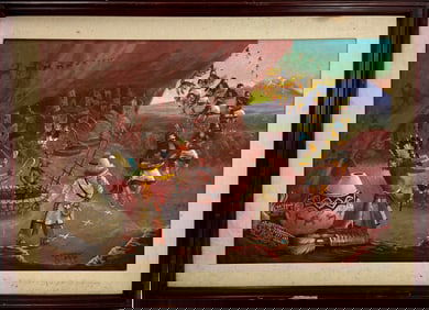 Robert Yellowhair, Navajo (b.1937) Native American Oil Painting on Canvas Signed