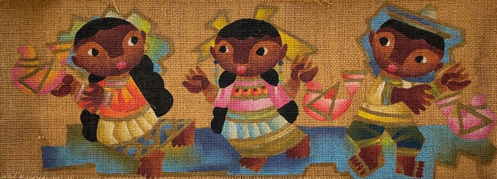 JOSE DE SERVIN Mexican American 1917 - 1983 Oil on Burlap Painting