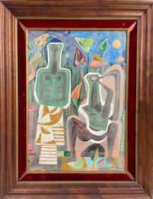 Mario Carreno 1913 - 1999 American Cuban Oil on Masonite With Letter on the back