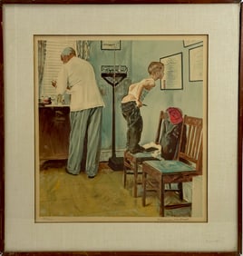 Norman Rockwell Doctors Office Color Lithograph Pencil Signed numbered 187 / 200