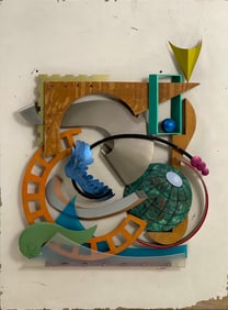 JOHN ANGUS CHAMBERLAIN Painted Metal Steel Plastic Mixed Media on Board