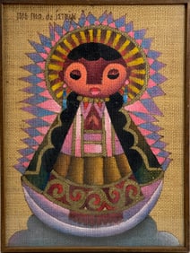 JOSE DE SERVIN Mexican American 1917 - 1983 Oil on Burlap Painting 20 x 26