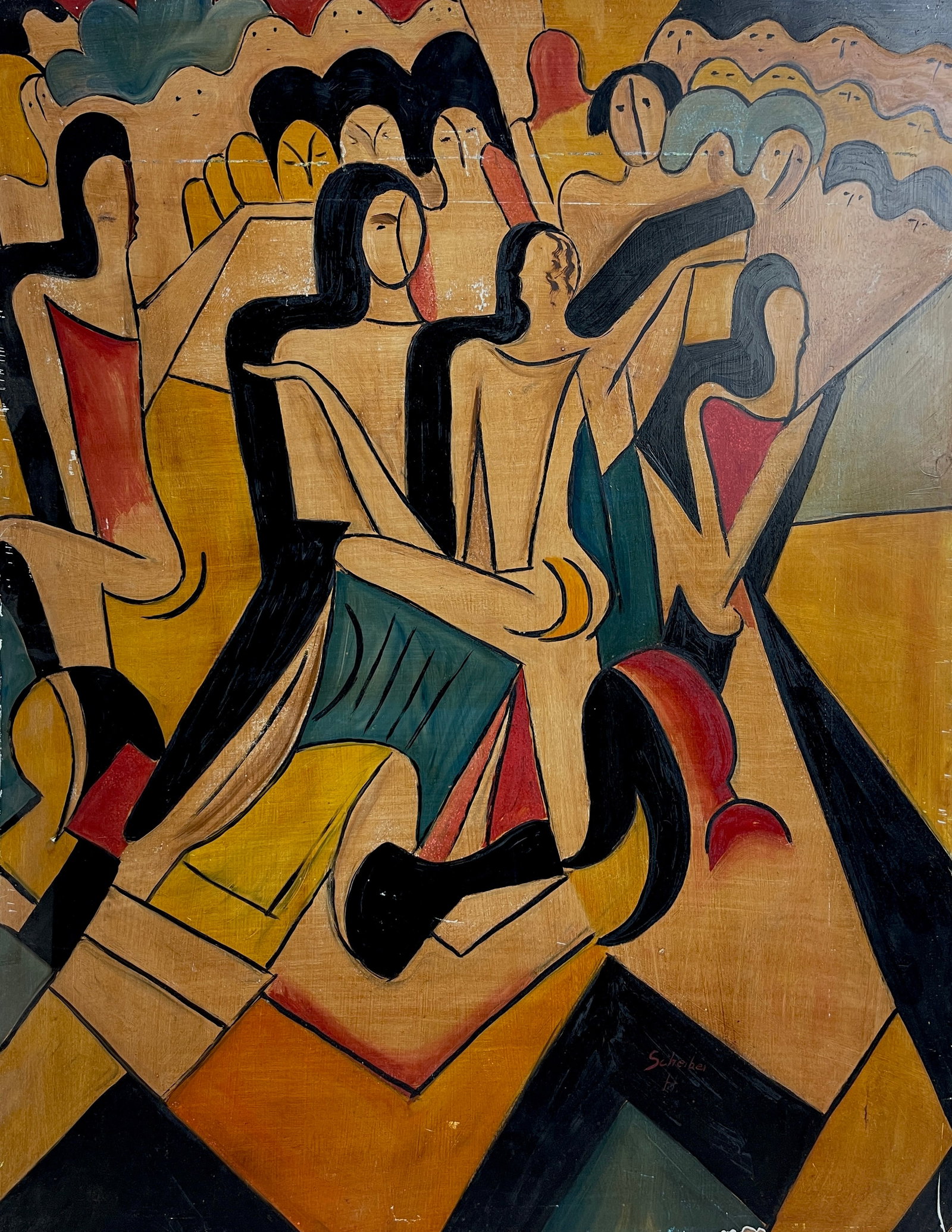 Hugo Scheiber (1873-1950): Women Oil on Board Signed Lower Right: Hugo Scheiber (1873-1950): Women Oil on Board Signed Lower Right size 24 x 30