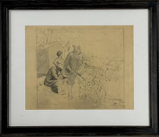 Paul Cezanne 1839 - 1906 French Pencil Drawing on Paper Signed Lower Right (Attributed)