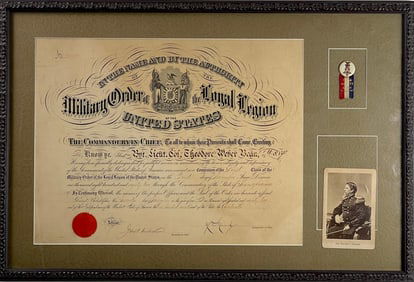 US MILITARY ORDER OF THE LOYAL LEGION SIGNED DOCUMENT Commander in Chief 1882