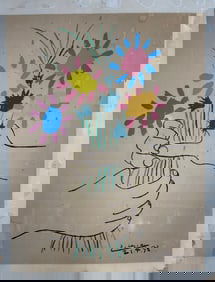 Pablo Picasso Lithograph Flowers in Hands