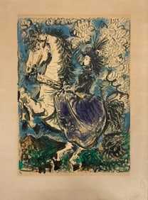 Pablo Picasso Woman in Purple on Horse Lithograph "Amazon" with Gallery Label on Back