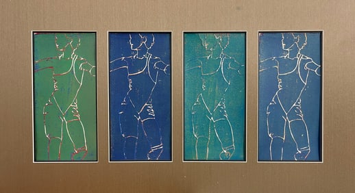 Andy Warhol Attributed 4 panel Watercolor Painting on Paper Unsigned