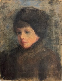 Antique Oil Painting on Canvas Portrait of Young Girl Unknown Mystery Artist