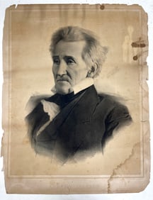 Andrew Johnson Stone Lithograph Portrait by Goupil Signed