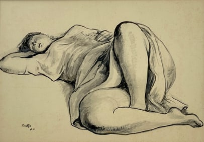 Francisco Zuniga 1912-1998 Costa Rican-born Mexican ink charchoal