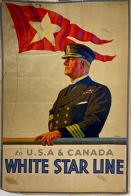 Rare CMS Titanic White Star Line Original Linen Backed Poster