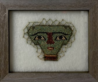 Ancient Egyptian Framed linen Beadwork