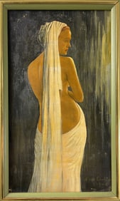 Boris Chaliapin Russian Oil on Board Painting of Nadia Petrova signed