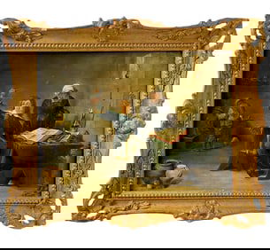 Antique French Oil on Canvas painting signed by Billiet J.