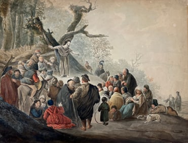 Jacob De Wit (1695-1754) - Watercolor on Paper Religious Painting