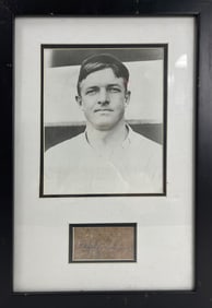 Christy Mathewson Baseball Player Signed Uniform Patch with Portrait Photograph