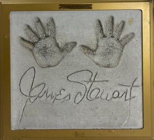 James Stewart Concrete Slab with Hand Prints and Signature