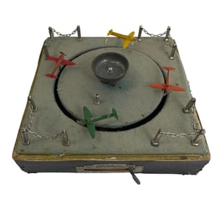 Rare French Antique Airplane Mechinal Toy "Jeu De Course" Parlor Game
