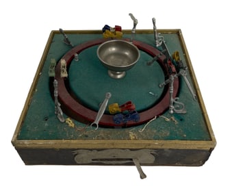 Rare French Antique Car Mechinal Toy "Jeu De Course" Parlor Game