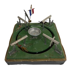 Rare French Antique Horses Mechinal Toy "Jeu De Course" Parlor Game