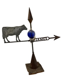 Antique Weather Vane with Cow and James Name Plate