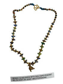 Mosaic Glass Birds with 23k Gold Bird Pendant 5th-7th Century (East-Mediterranian)