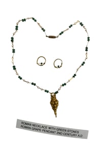Roman Necklace 23k Gold with Green Stones, Roman Grape Gold Pendant 2nd Century A.D.