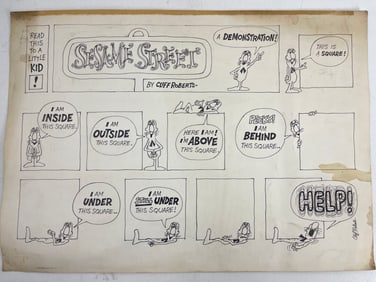 Sesame Street Hand Drawn Original Animation Storyboard Signed by Cliff Roberts