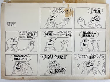 Sesame Street Cookie Monster Animation Storyboard with Writing and Notes