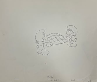 Original Smurfs Hand Drawn in Pencil Animation Storyboard Drawing