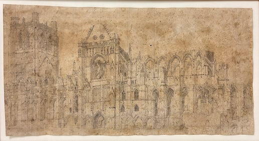 Giovanni Battista Piranesi (1720-1778) Original Signed Hand Drawing of Church Cathedral