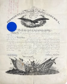Andrew Johnson President of the United States Signed Document with Seal