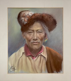 Charcoal Color Hand Drawing Portrait of Man Signed Bottom Left