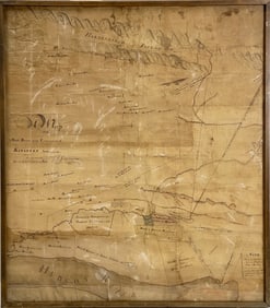 Important Antique New York Map Hand Drawn Survey 1800s (Rare)