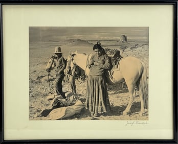 Josef Munch Photograph of Native American Indian Women Signed on Matte