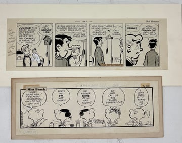 Comic Strip Drawing Original "Archie" Comic Strip Signed and Inscriped on Left by Bob Montana