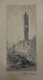 Childe Hassam Drawing Sketch - Hand Drawn in Pencil Signed Bottom Right