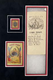 Major General George B. McClellan Antique Civil War Tintype Photo with Reward Of Merit and Union