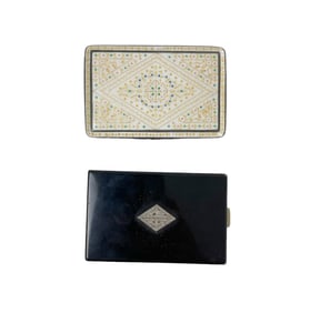 Pair of European Enamel Powder Case and Makeup Case