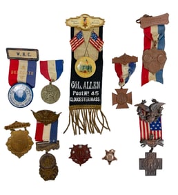 Antique Military Pins and Medals GAR Collection Lot