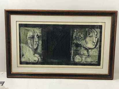 Liliana Porter - Untitled Etching in Colors Pencil Signed and Numbered 35/50: Liliana Porter - Untitled Etching in Colors Pencil Signed and Numbered 35/50. Size: 46.5" x 30" with frame.