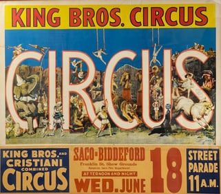 Vintage King Bros. and Cristiani Combined Circus Poster
