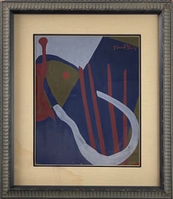 In The Style of Stuart Davis - Watercolor on Paper Signed Top Right