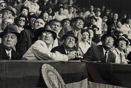 Neil Leifer - President John F. Kennedy, Lyndon B. Johnson at Baseball Opener 1961 Silver Gelatin