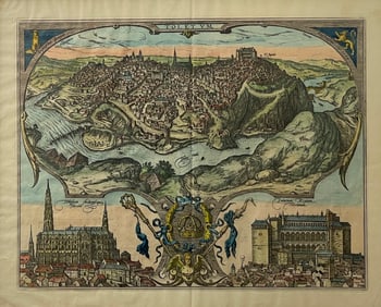 Toledo, Spain Medieval Antique Tapestry City Map