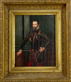 Antique Oil on Board Painting of William Herbert (1501-1570) 1st Earl of Pembroke
