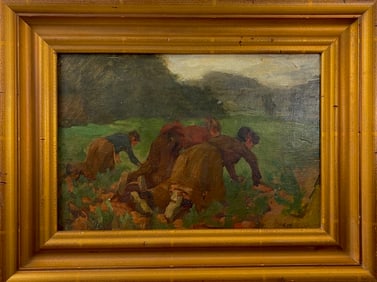 Antique Oil on Board Painting Signed and Dated Bottom Right