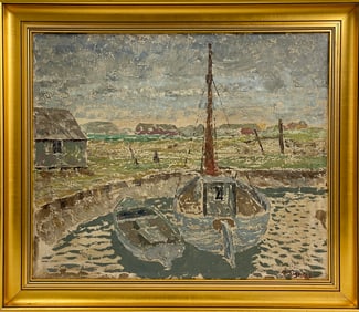 After Paul Signac Oil on Canvas Maritime Painting